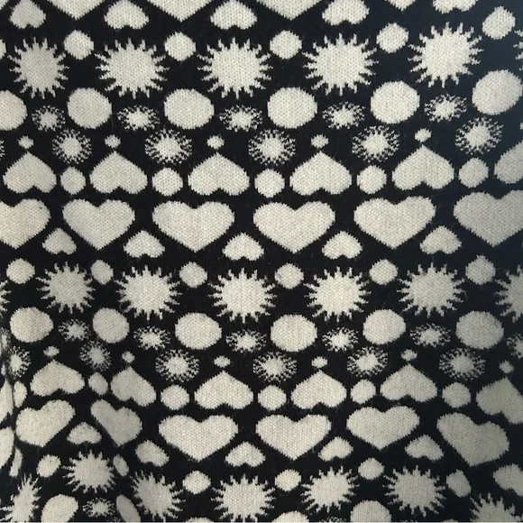 Maeve Anthropologie Boat Neck Black and White Heart Sweater - Picture 5 of 6